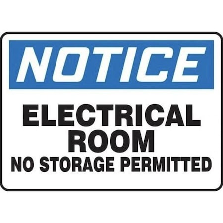 Accuform ELECTRICAL ROOM NO STORAGE PERMITTED, Adhesive Dura-Vinyl, 7 in x 10 in, Surface Mounting MELC801XV